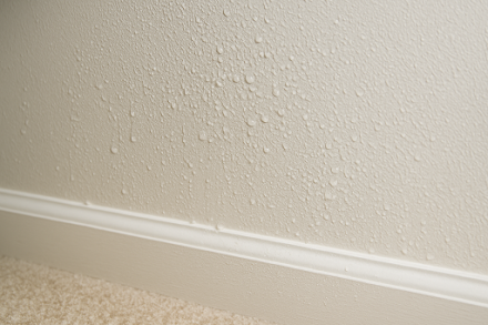condensation forming on wall as water droplets