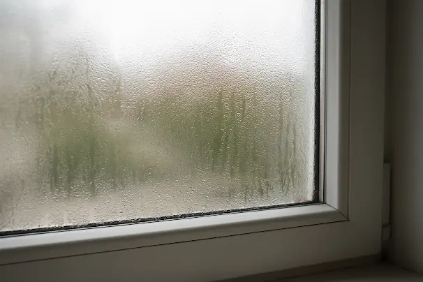 visible water streaks moving down a window